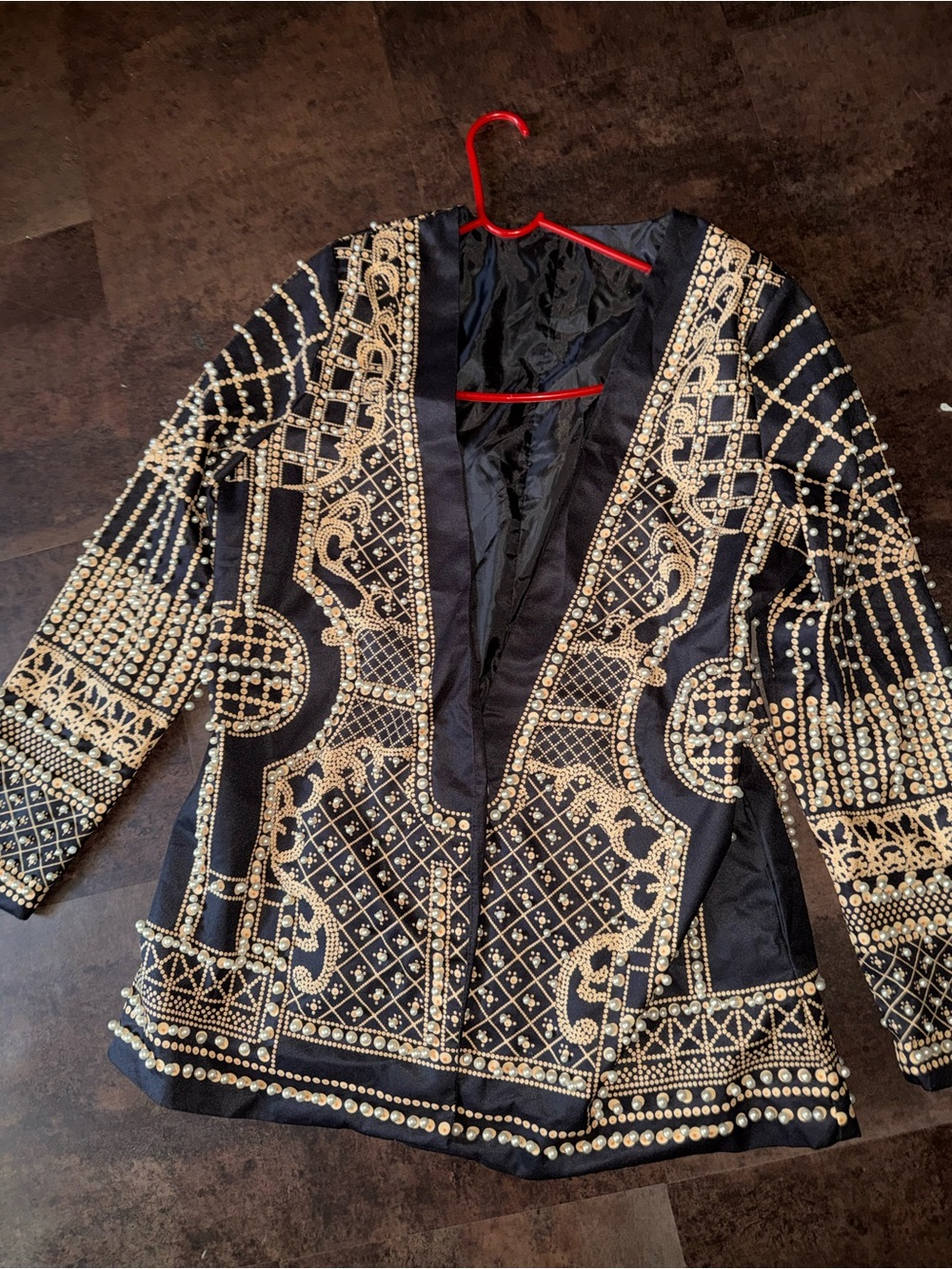 Embellished Black Jacket with Gold Beadwork